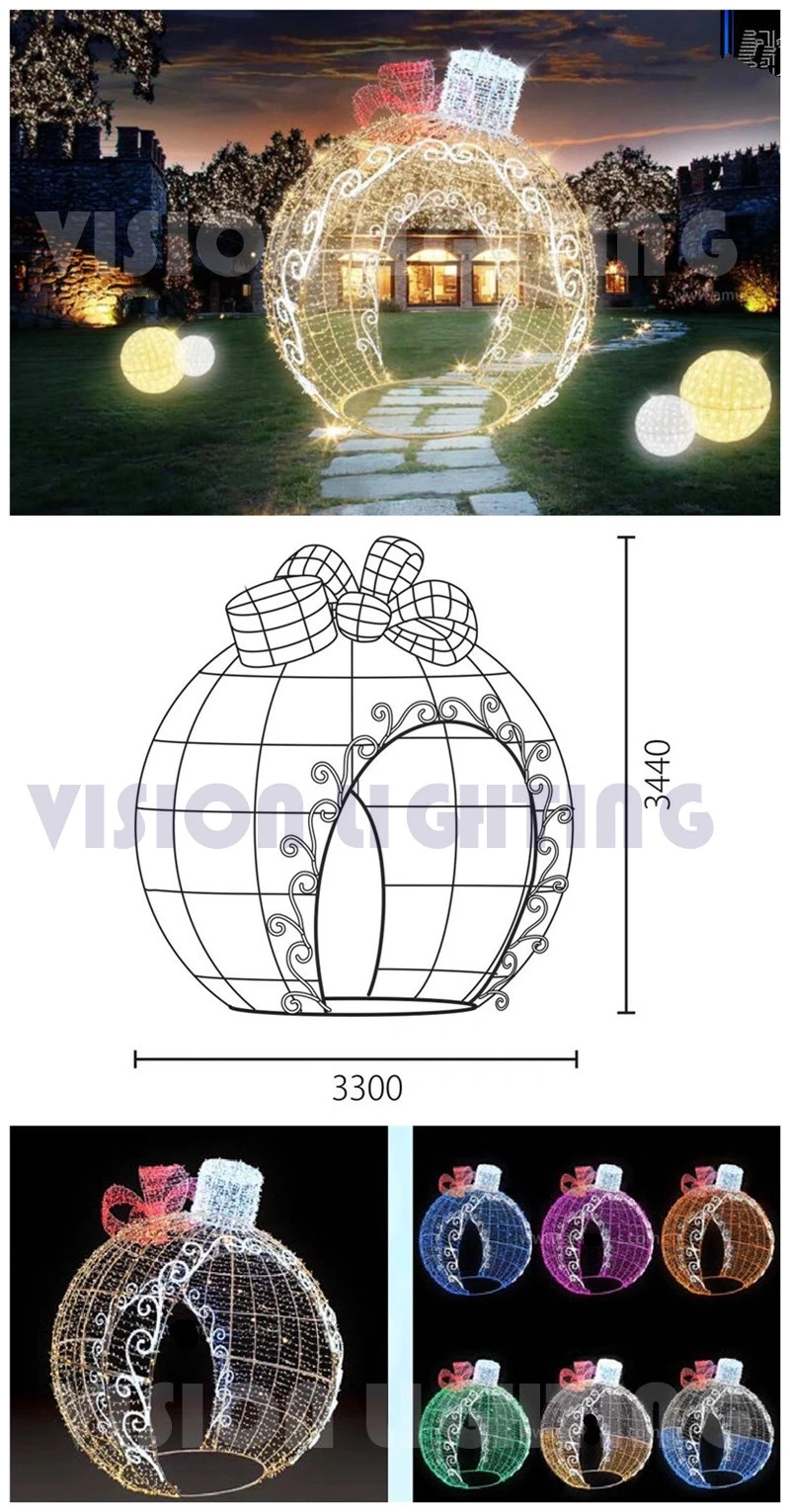 Christmas 3D Ornament LED Ball Lighted Shopping Mall Decoration