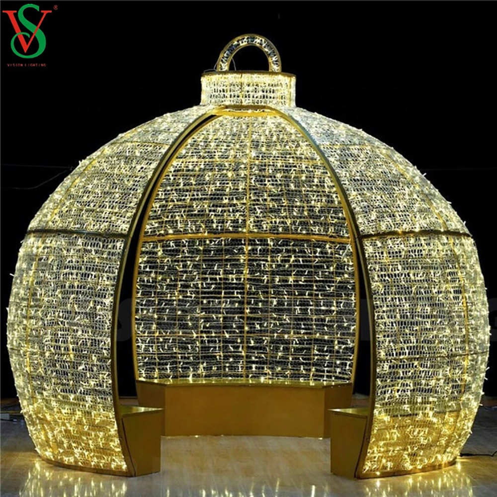 Christmas Outdoor IP65 Street 3D Giant Ball Motif Sculpture Giant Ball Arch Decoration Light