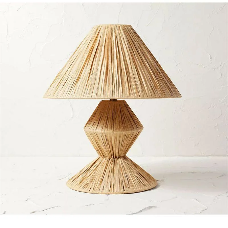 Ambient Floor Lamp Living Room Study B&B Bedroom Zen Tea Room Lamp Japanese Wabi-Sabi Style Raffia Standing Light