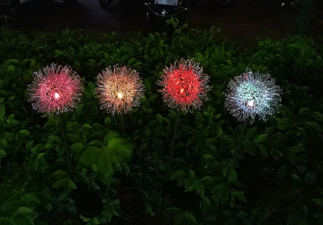 LED Ball Dandelion Flower Stake Light Solar Energy Rechargeable for Outdoor Garden Patio Pathway Porch Backyard Esg16592