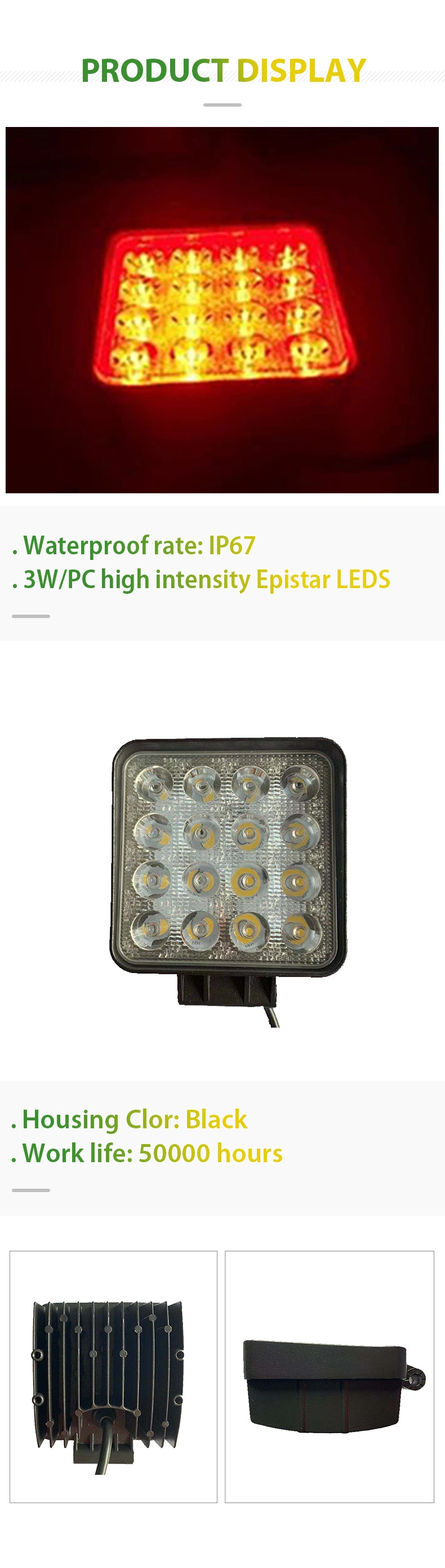 LED Work Light Bar 4&quot;48W High Brightness LED Work Lamp Cubes Offroad 4X4 4WD Car SUV ATV Motorcycle